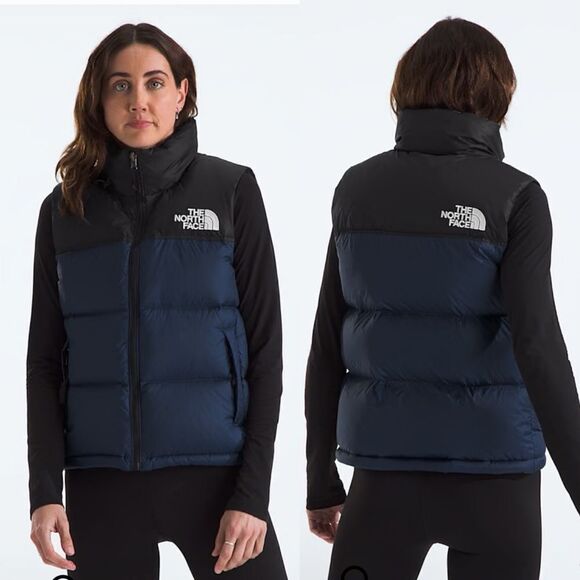 NWT XS The North Face Retro Nuptse 700 Puffer Vest - Summit Navy Blue and Black - Picture 2 of 16